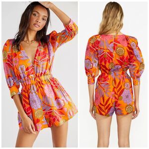 Floral Orange Jumpsuit